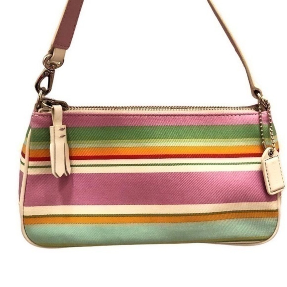 Coach striped legacy multicolor mini baguette bag